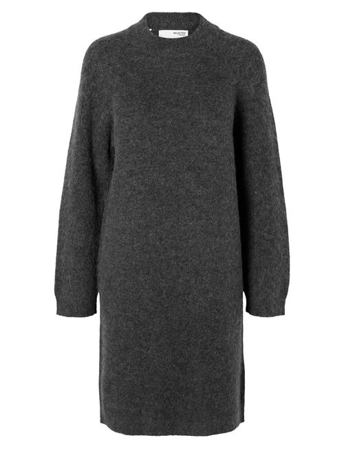 Slflulu Ls High Neck Knit Dress Selected Grey