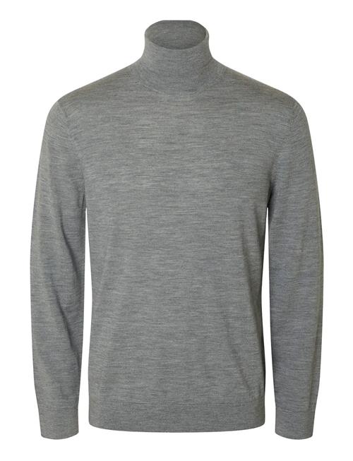 Slhtray Ls Knit Merino Roll Neck Noos Selected Grey
