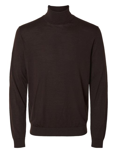 Slhtray Ls Knit Merino Roll Neck Noos Selected Brown