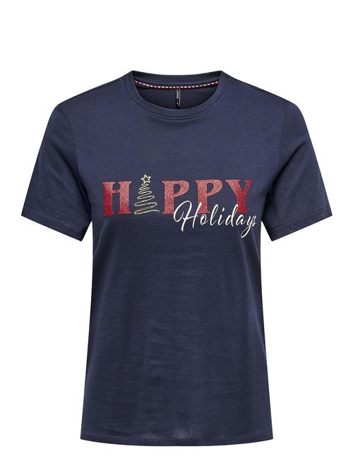 Se ONLY Onlfrenzy Life Reg S/S Top Box Xmas Jrs ONLY Navy ved Booztlet