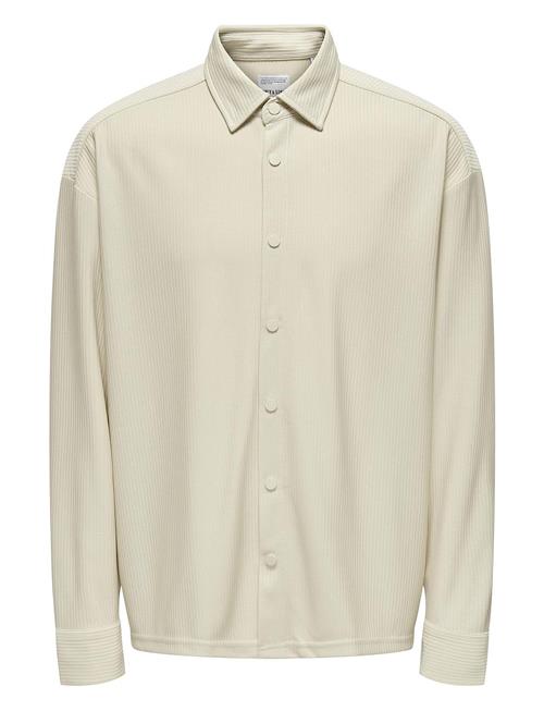 ONLY & SONS Onskari Plizze Ls Rlx Overshirt ONLY & SONS Cream