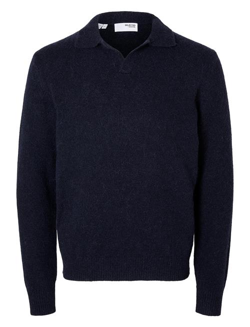 Se Selected Homme Slhrai Ls Knit Open Polo Selected Homme Navy ved Booztlet