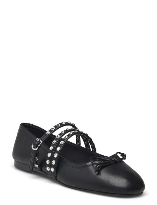 Mango Studded Ballet Flats With Straps Mango Black