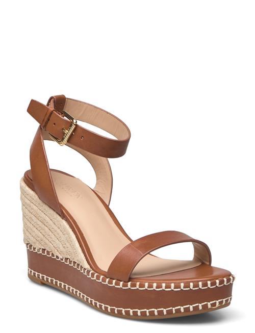 Se Lauren Ralph Lauren Hilarie Burnished Leather Espadrille Lauren Ralph Lauren Brown ved Booztlet