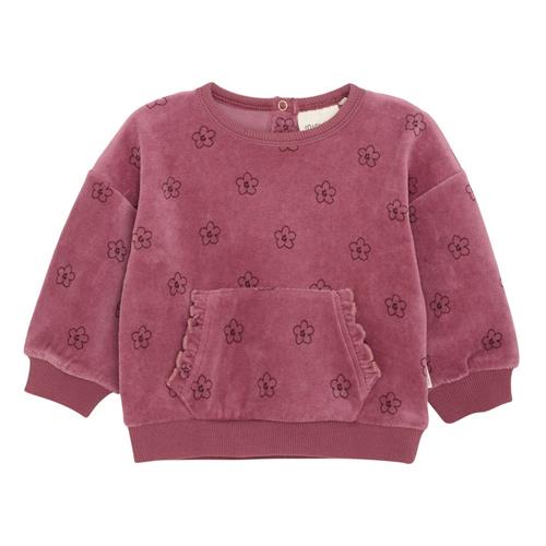 Minymo Sweatshirt LS AOP Velour Deco Rose Sweatshirt LS All Over Print Velour Deco Rose | Lyserød | 80 cm