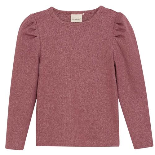 Minymo Glitter Rib Langærmet T-Shirt Deco Rose | Lyserød | 128 cm