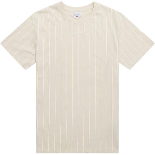 Se Karl Kani Small Signature Essential Pinstripe Tee 60300090 T-shirts Sand ved Quint