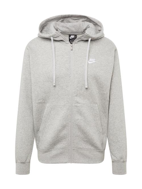 Nike Sportswear Sweatjakke 'Club Fleece'  grå-meleret / hvid