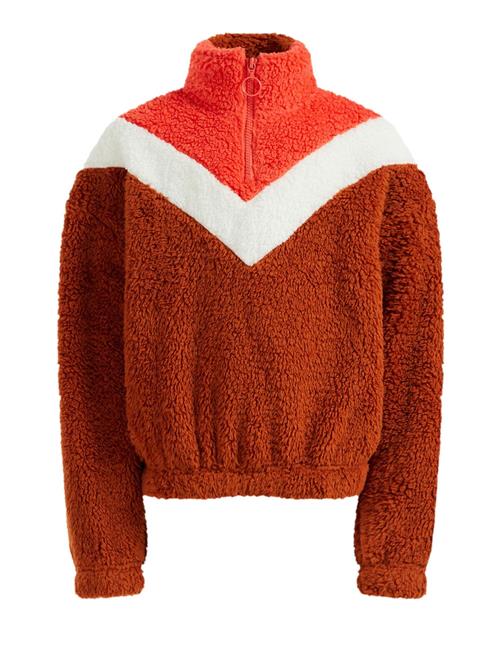 Se WE Fashion Sweatshirt  brun / neonorange / hvid ved About You