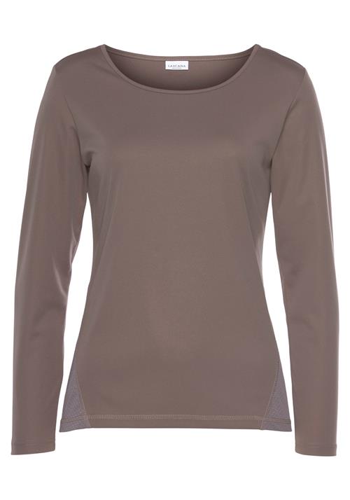 LASCANA ACTIVE Funktionsbluse  brun / mørkelilla / hvid