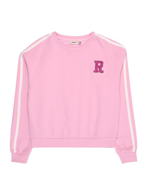 Se KIDS ONLY Sweatshirt 'Selina'  pink / hvid ved About You