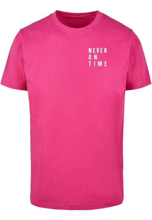 Merchcode Shirts 'Never On Time'  pink / hvid