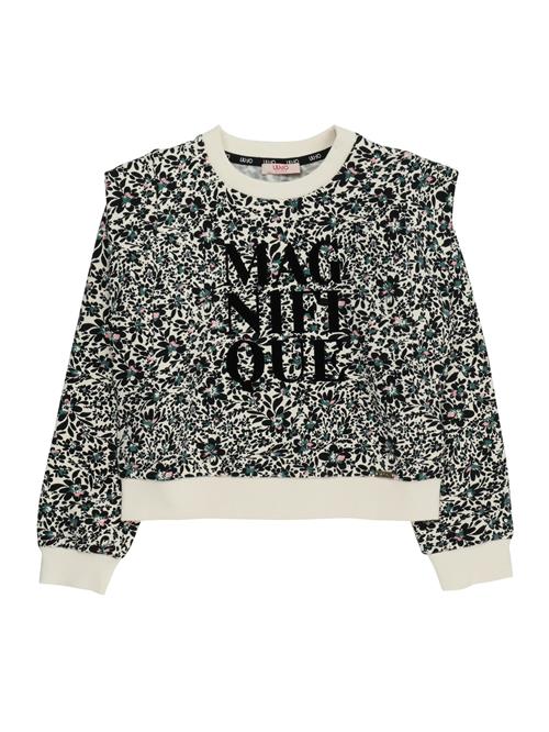 Se Liu Jo Sweatshirt 'FELPA CHIUSA Plume flowers'  beige / petroleum / lyserød / sort ved About You