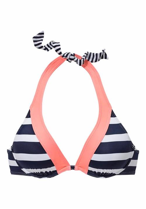 Se KangaROOS Bikinioverdel 'Anita'  navy / abrikos / hvid ved About You