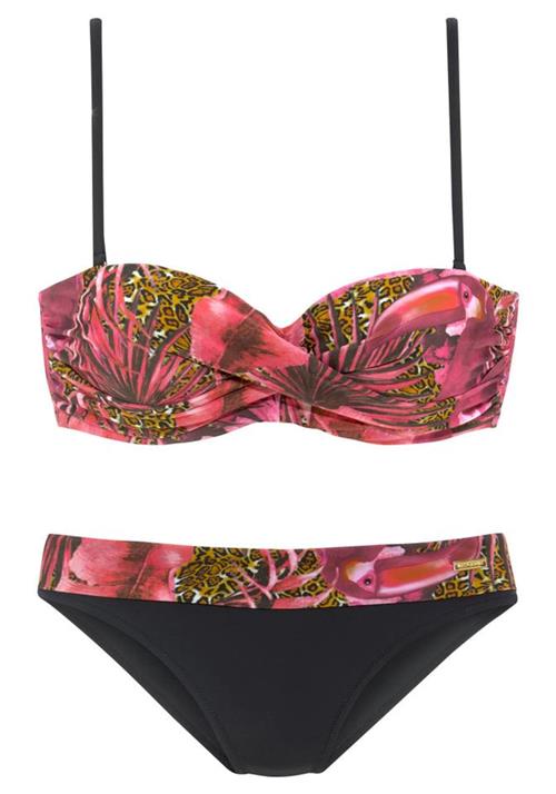 LASCANA Bikini  grøn / pink / brandrød / sort