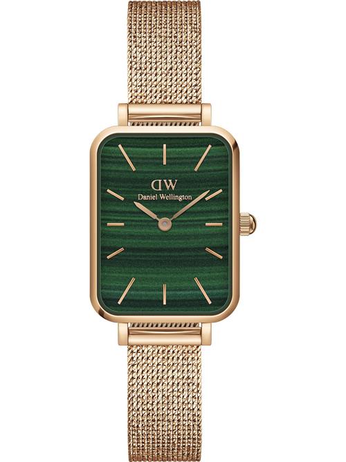 Daniel Wellington Analogt ur 'Quadro Pressed Melrose RG Green'  rosa guld / gran / græsgrøn