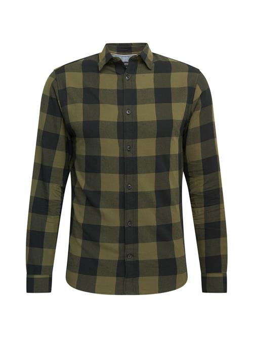 JACK & JONES Skjorte 'Gingham'  oliven / sort