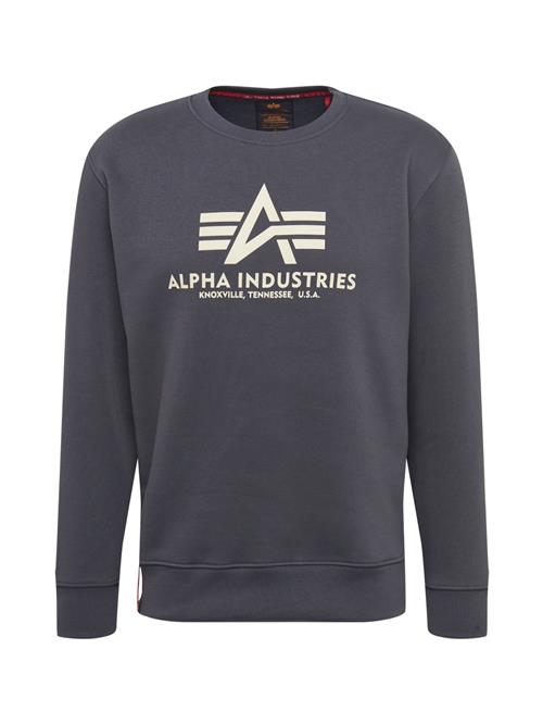 Se ALPHA INDUSTRIES Sweatshirt  mørkegrå / hvid ved About You