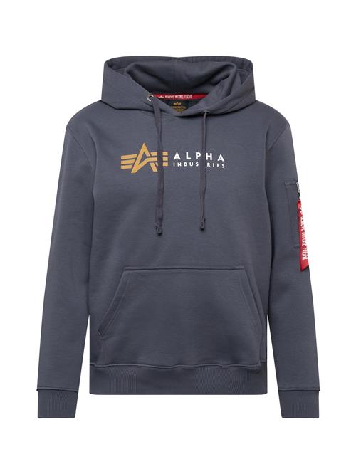 Se ALPHA INDUSTRIES Sweatshirt  gylden gul / mørkegrå / hvid ved About You