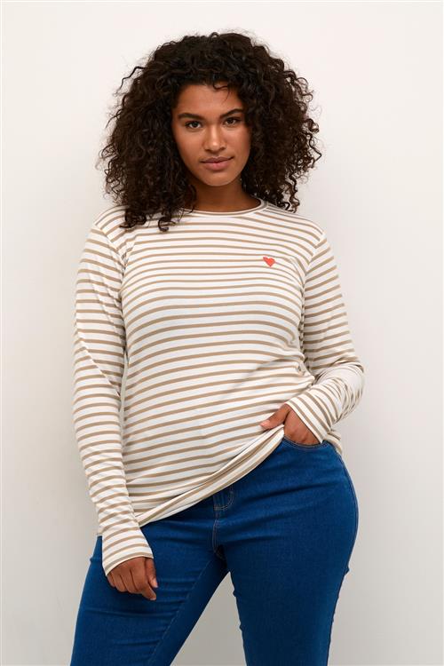 Se KAFFE CURVE Shirts 'Lia'  beige / oliven / orangerød ved About You