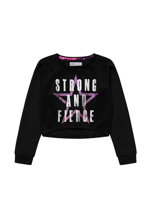 Se MINOTI Sweatshirt  pink / sort / sølv ved About You