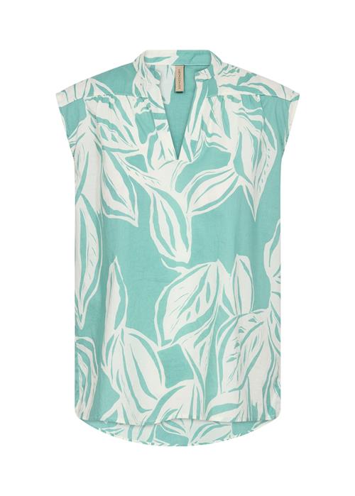 Soyaconcept Bluse 'ELVINE'  cyanblå / hvid