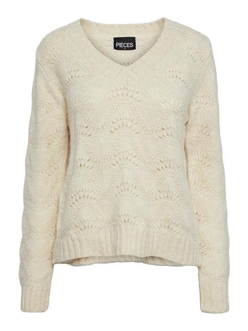 PIECES Pullover 'Bibbi'  champagne / sort / hvid