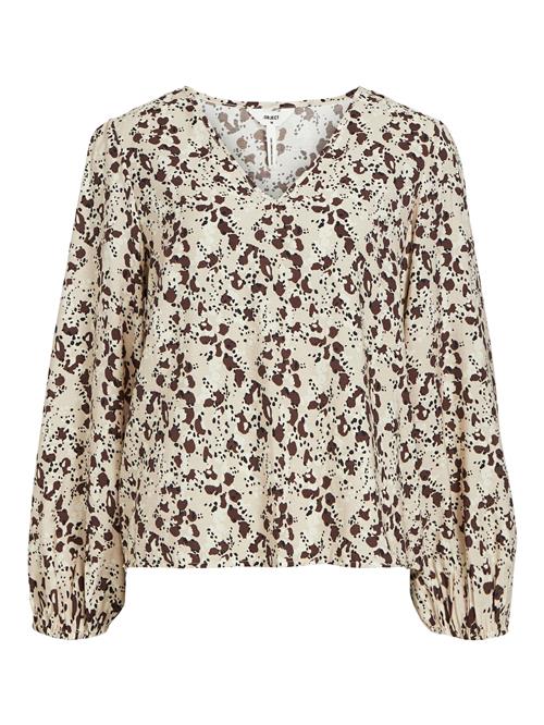 OBJECT Bluse 'LEONORA'  beige / creme / mørkebrun / sort