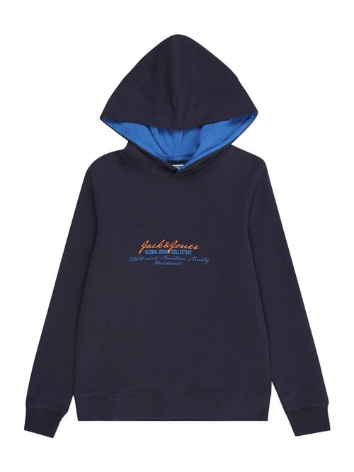 Se Jack & Jones Junior Sweatshirt 'JJGREAT'  blå / navy / orange ved About You