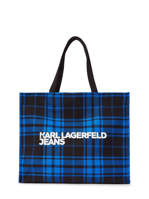 KARL LAGERFELD JEANS Shopper 'Checked'  blå / hvid