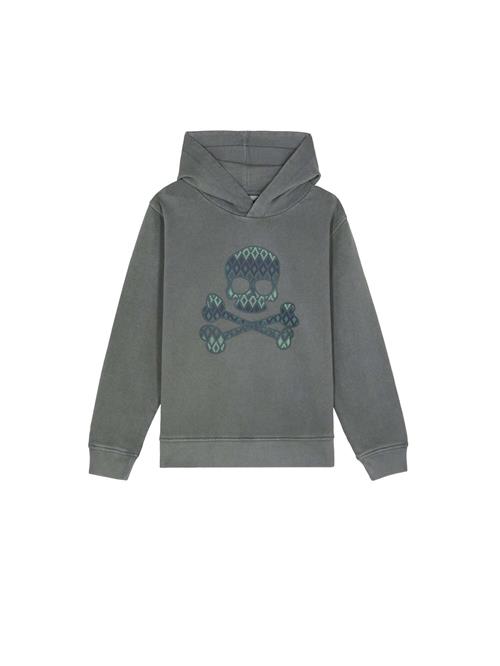 Se Scalpers Sweatshirt 'Kilim Skull'  grå / pastelgrøn / mørkegrøn ved About You