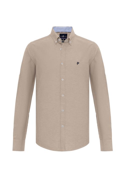 DENIM CULTURE Skjorte 'CURTIS'  beige / blå