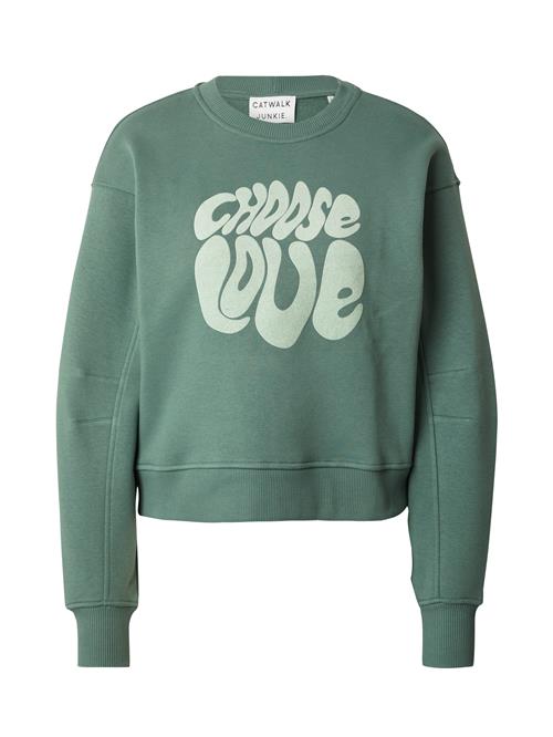 CATWALK JUNKIE Sweatshirt 'CHOOSE LOVE'  grøn / mint