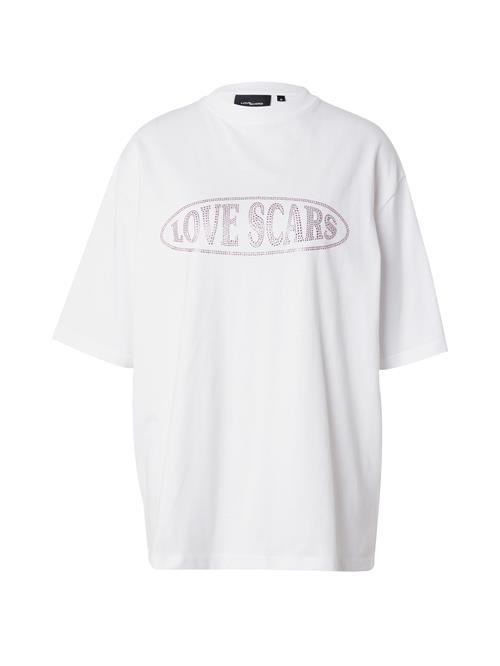 Se Love Scars Oversized bluse  lilla / hvid ved About You