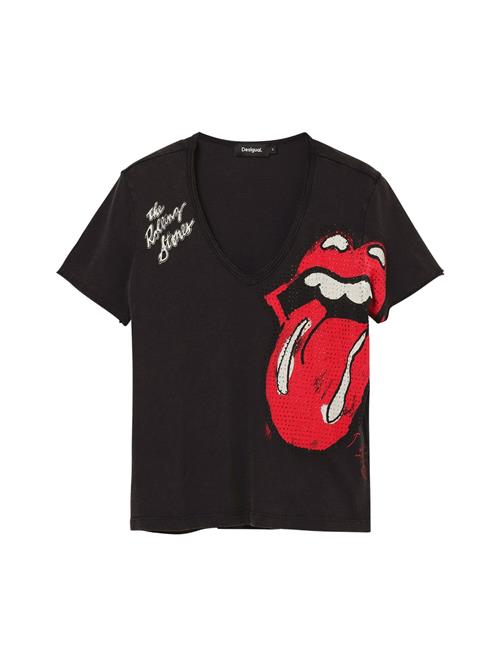 Se Desigual Shirts 'Rhinestone The Rolling Stones'  rød / sort / hvid ved About You