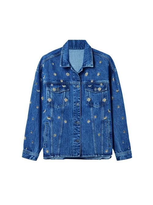 Desigual Overgangsjakke 'Daisy'  blue denim / gul / hvid