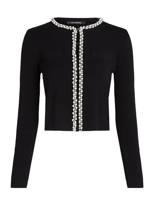 Se Karl Lagerfeld Cardigan 'Essential Pearl'  sort / hvid ved About You