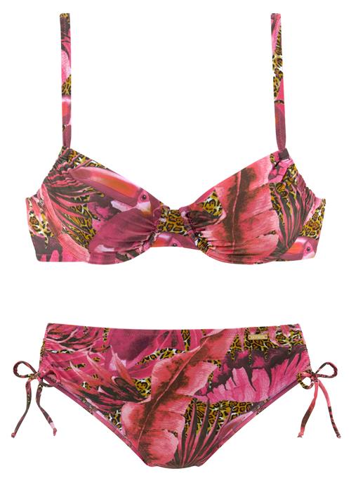 LASCANA Bikini 'Elena'  mørkegul / lyserød / magenta / sort