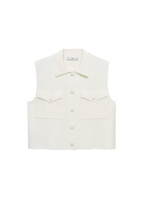 MANGO Strikvest 'Rider'  creme