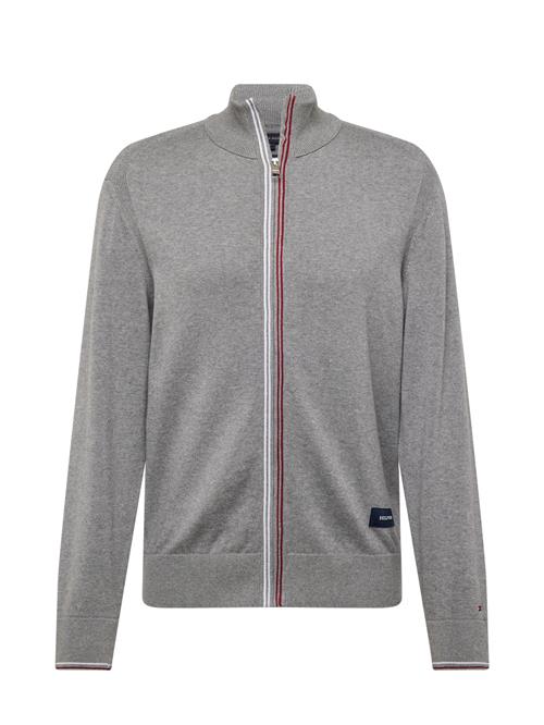 Se TOMMY HILFIGER Cardigan  grå-meleret / rød / hvid ved About You