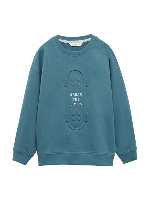 Se MANGO KIDS Sweatshirt 'BREAK'  petroleum / hvid ved About You