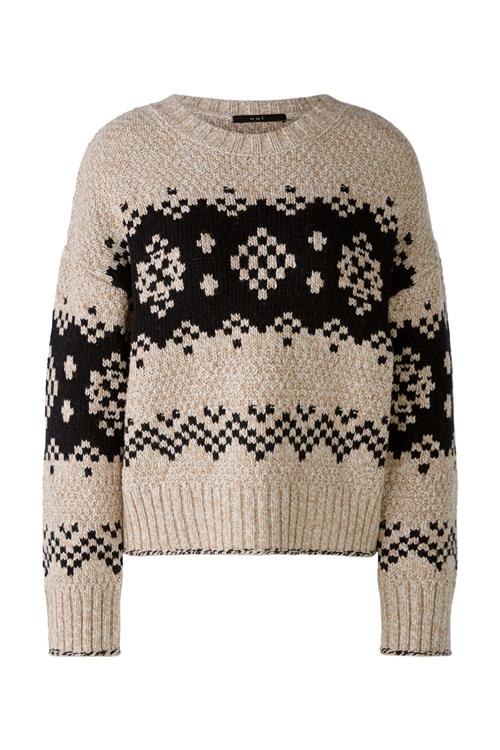 OUI Pullover  beige-meleret / sort