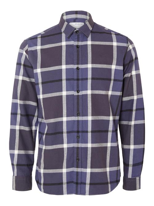 SELECTED HOMME Skjorte 'REGOWEN'  indigo / mørkelilla / hvid