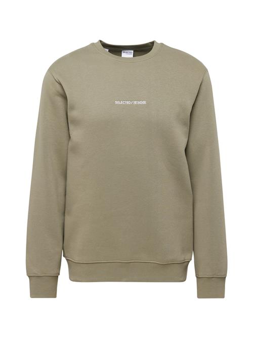 SELECTED HOMME Sweatshirt 'SLHHANKIE'  grøn / offwhite