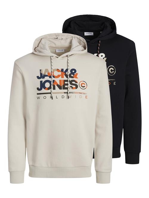 Se JACK & JONES Sweatshirt 'JJLuke'  ecru / marin / sort / hvid ved About You