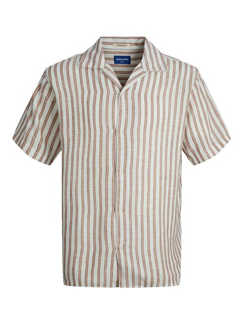 JACK & JONES Skjorte 'Jornoto'  pastelorange / sort / offwhite