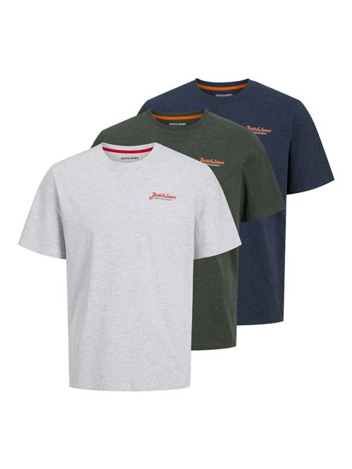 JACK & JONES Bluser & t-shirts 'JJERIK'  blå-meleret / grå-meleret / grøn-meleret / orange