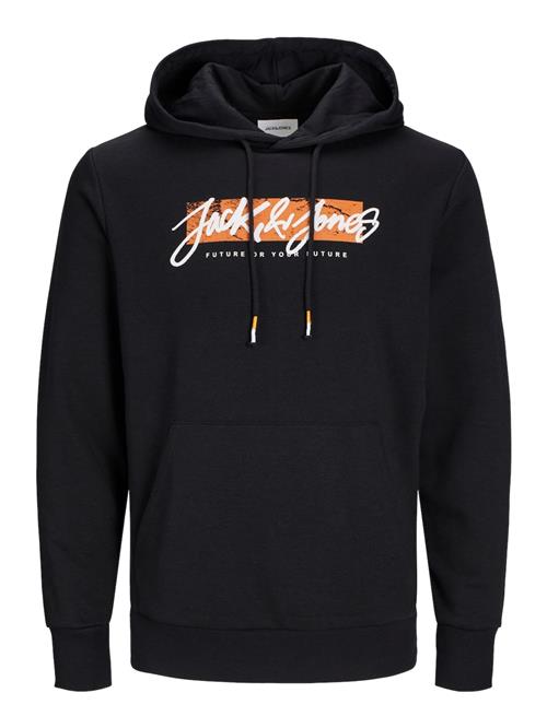 Se JACK & JONES Sweatshirt 'JJTiley'  mandarin / sort / hvid ved About You