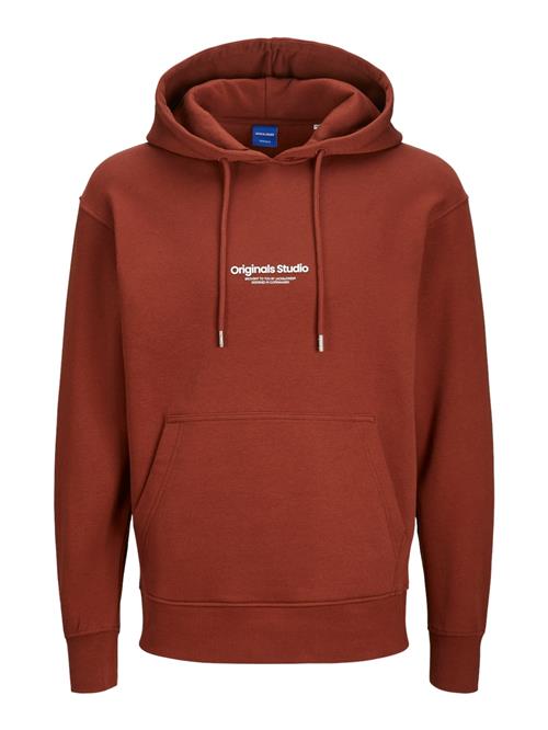 Se JACK & JONES Sweatshirt 'JJVesterbro'  kastaniebrun / hvid ved About You