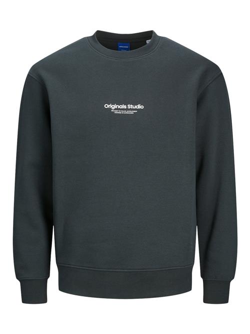 Se JACK & JONES Sweatshirt 'JORVesterbro'  mørkegrå / hvid ved About You